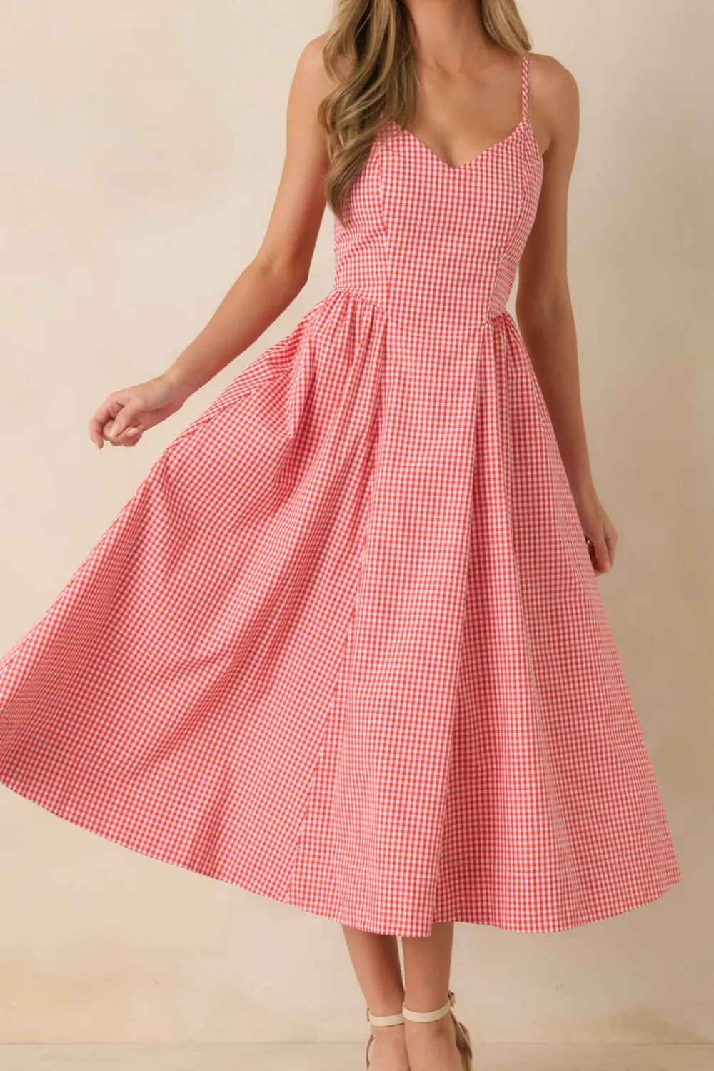 Gingham Sleeveless Midi Dress