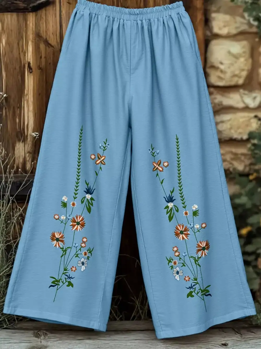 Floral Wide Leg Casual Pants
