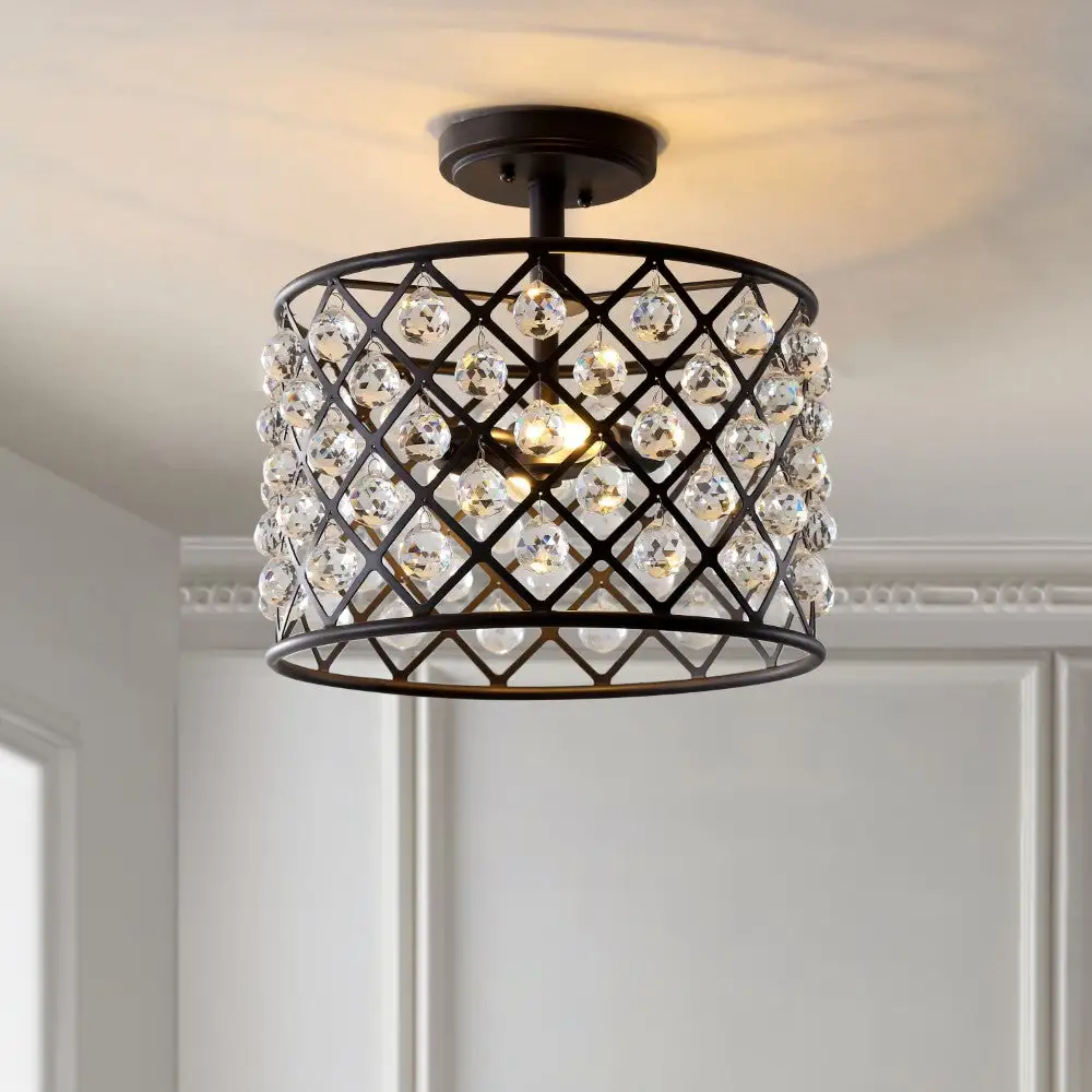 Crystal Metal LED Semi-Flush Mount