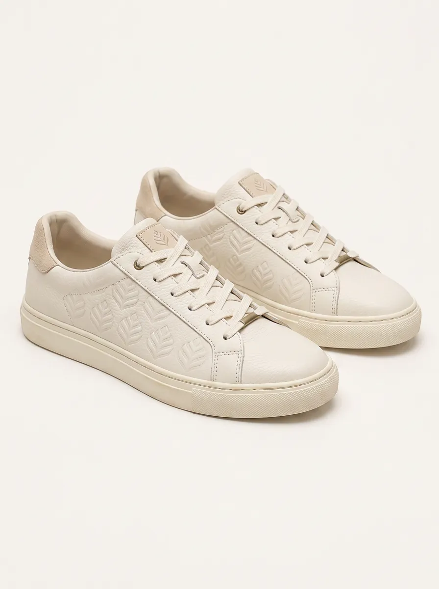 Men's Weekend Minimalist Leaf Pattern Embossed Patterned Relaxed Skate Shoes