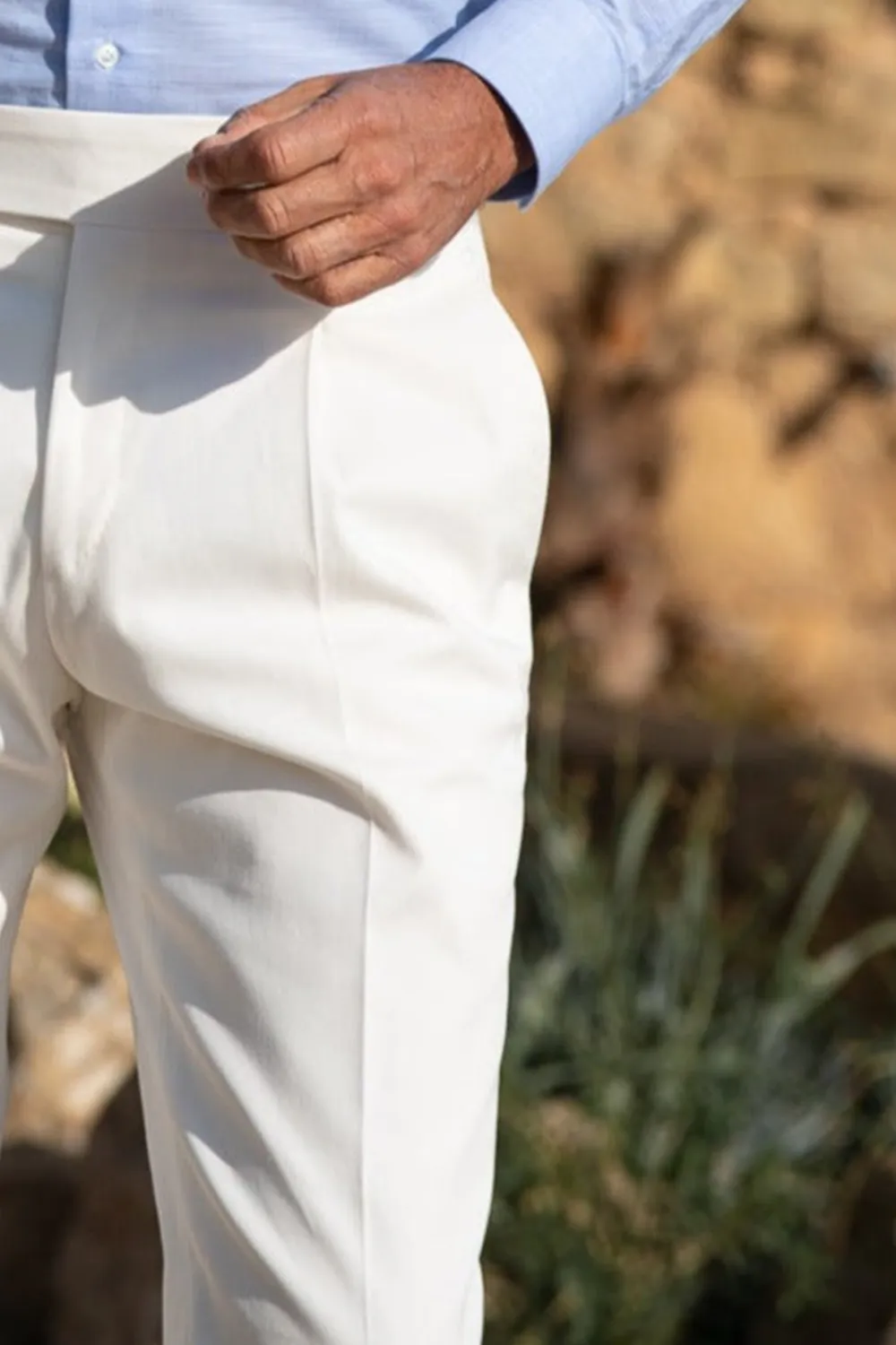 White Cotton Trousers Men'S Fashion
