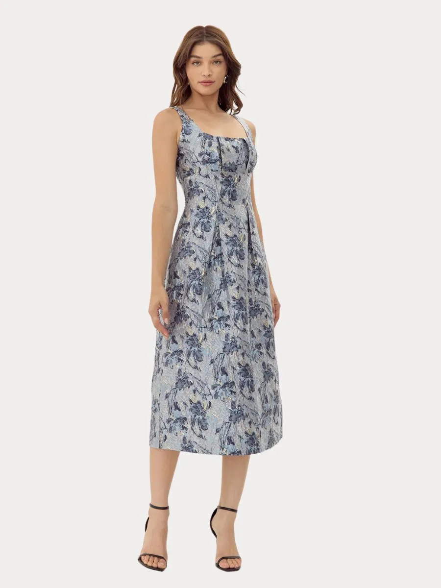Sleeveless Jacquard Midi Dress