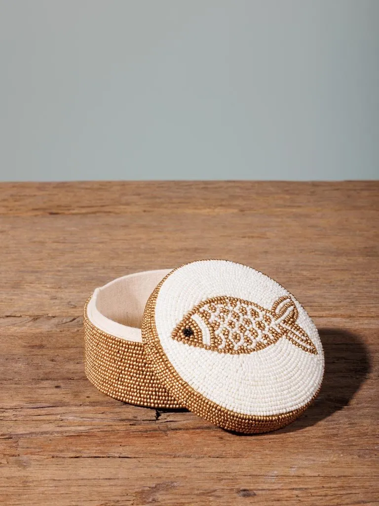 Beaded Round Keepsake Storage Box