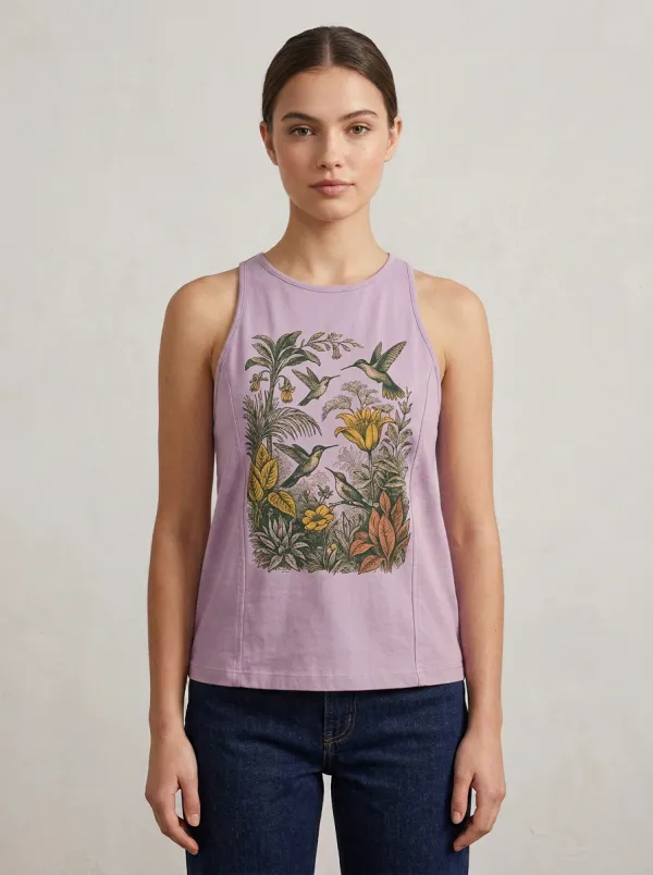 Nature Lover Hummingbird Floral Tank Top