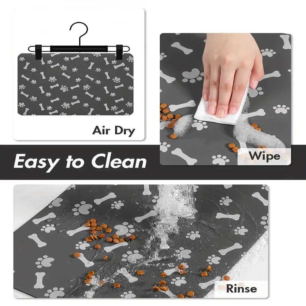 Paw & Bone Motifs Pet Feeding Mat