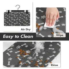 Paw & Bone Motifs Pet Feeding Mat