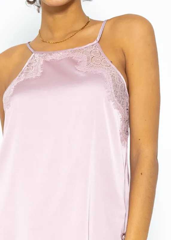 Pink Lace Satin Top