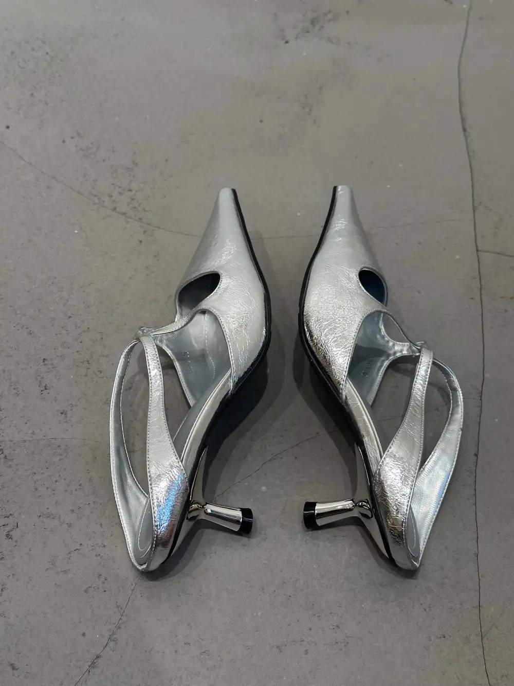 Lamb Leather Pointed Cross Strap Slip On Mules
