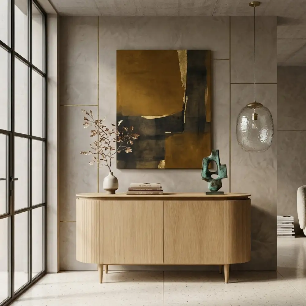 Oak Four-Door Oval Sideboard