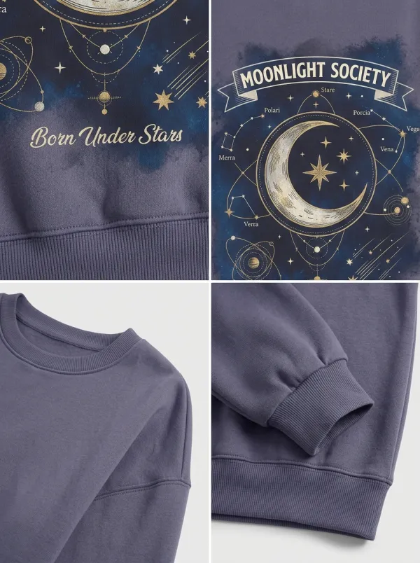 Women's Celestial Moonlight Society Constellation Printed T-shirt