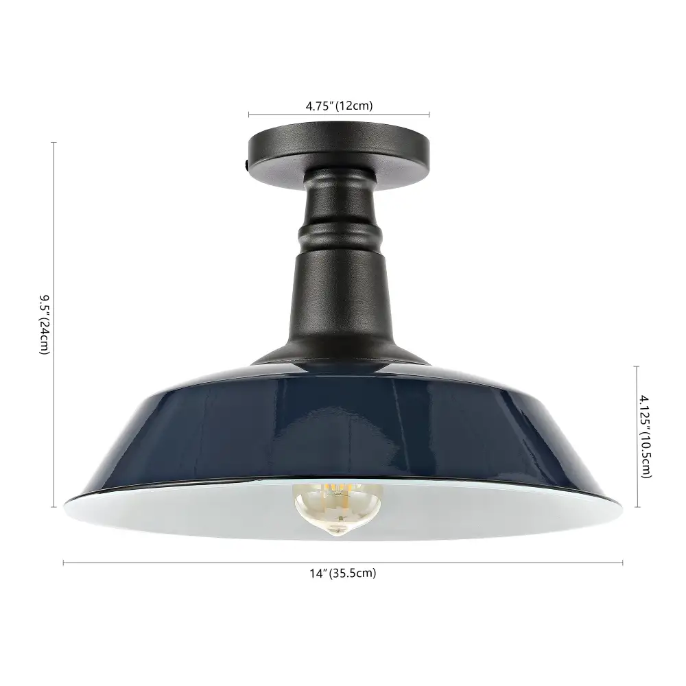 Single-Light Classic Industrial Indoor Outdoor Iron LED Semi Flush Mount