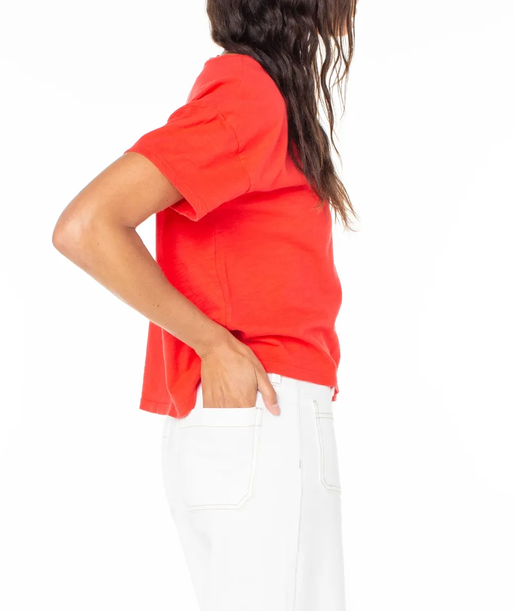 Red Hibiscus Flower Printed T-Shirt