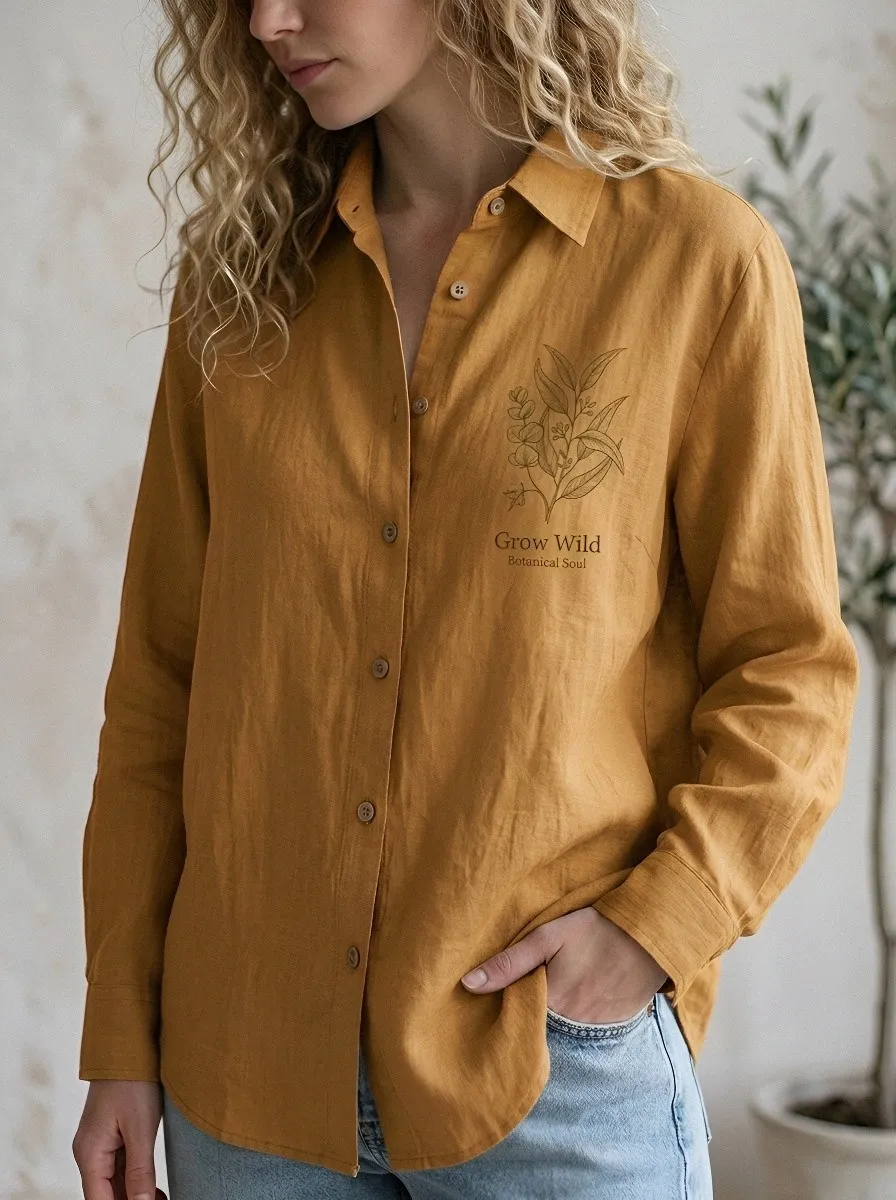 Women's Bohemian Soul Mandala Sun Moon Printed Button-Down Shirt