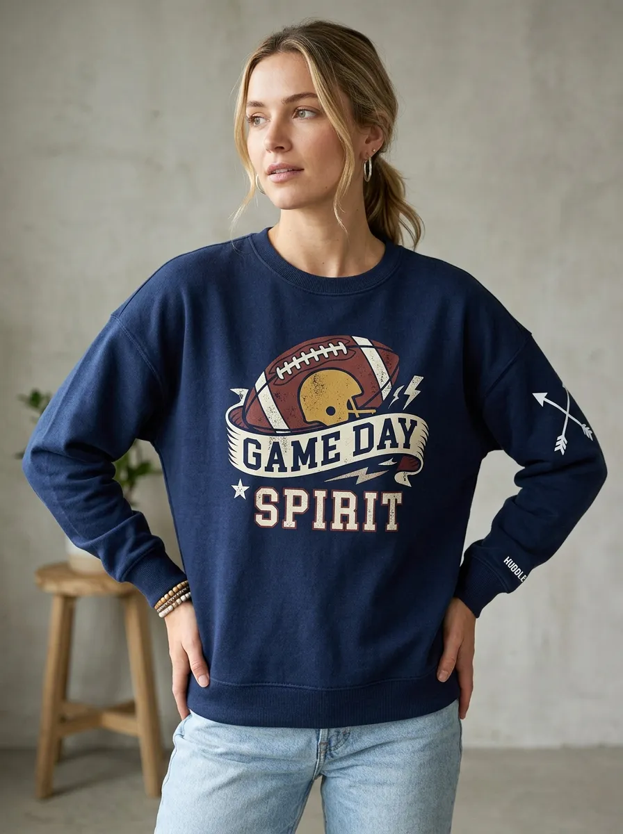 Women's Football Lover Game Day Spirit Helmet Printed Sweatshirt
