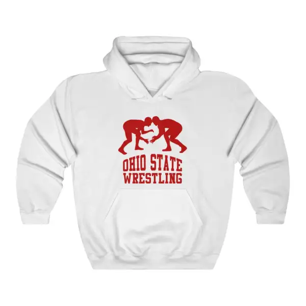 Relaxed Bold Print Wrestling Graphic Pullover Hoodie