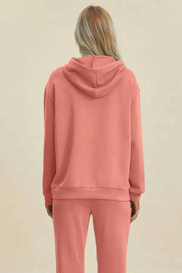 Drawstring Kangaroo-Pocket Long-Sleeve Hoodie