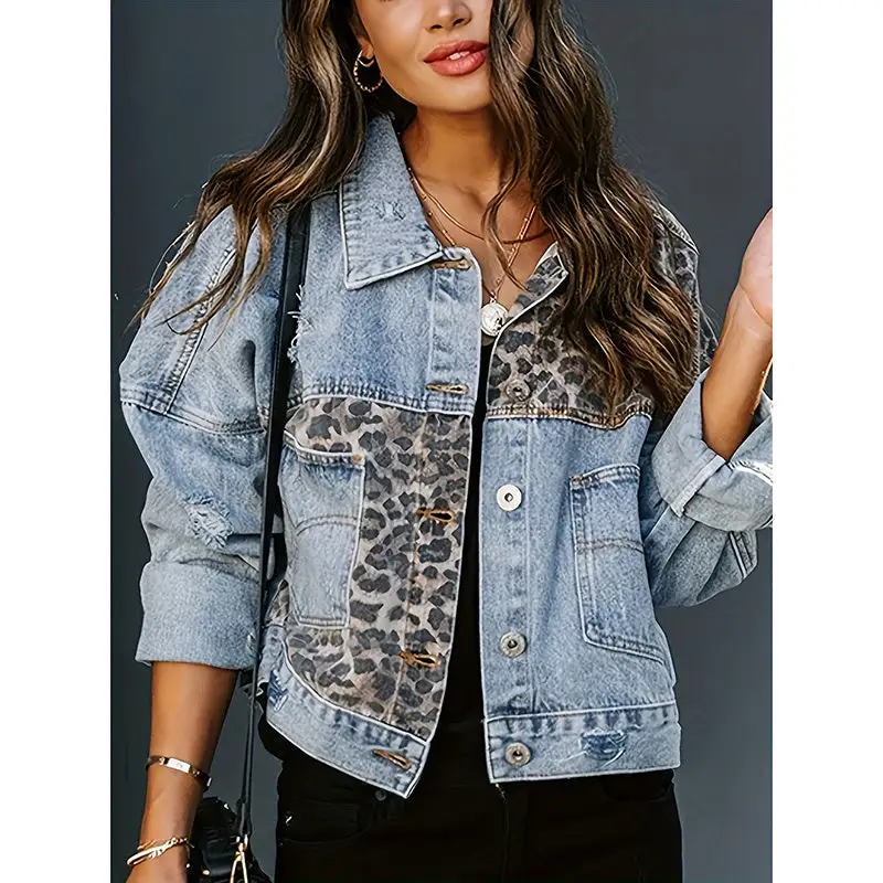 Cropped Distressed Denim Jacket