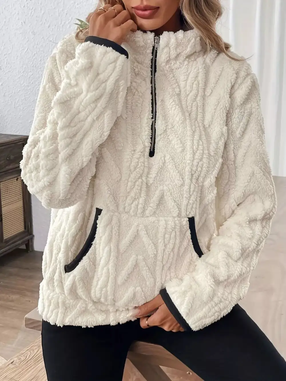 Fleece Half Zip Sweatshirt Plus Size