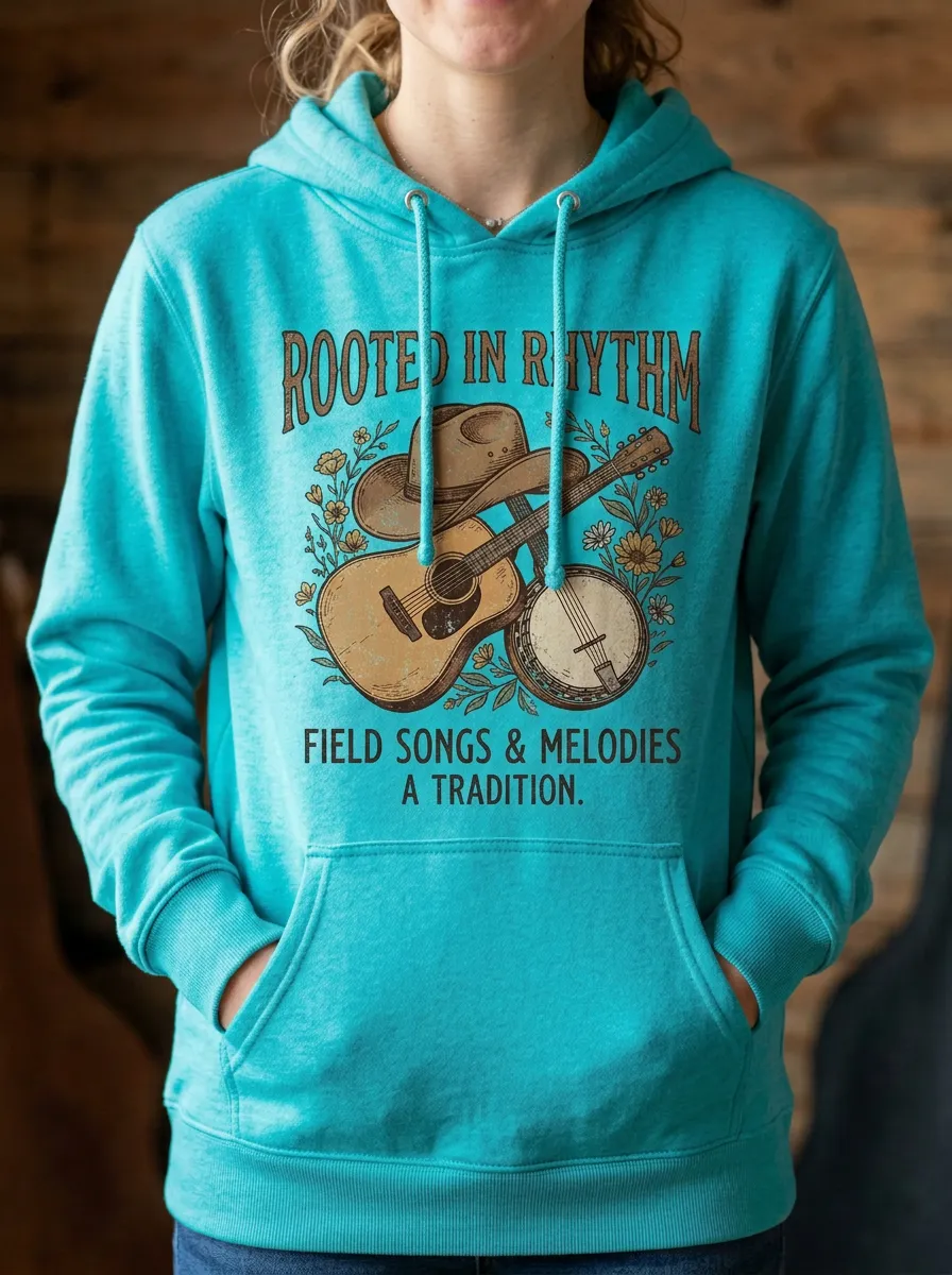 Country-Road Banjo Country Music Graphic Hoodie