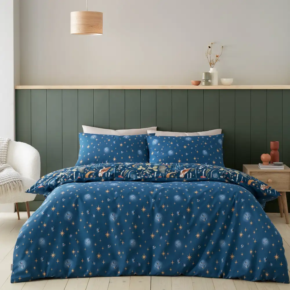 Contemporary Bedroom Reversible Printed Linen Duvet Cover Set