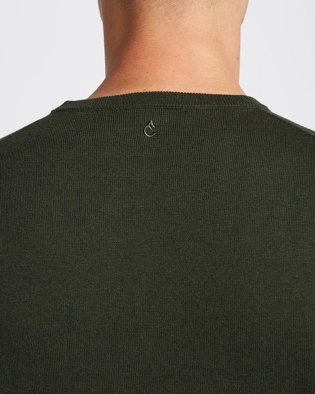 Soft Wool-Blend Crewneck Dark Green
