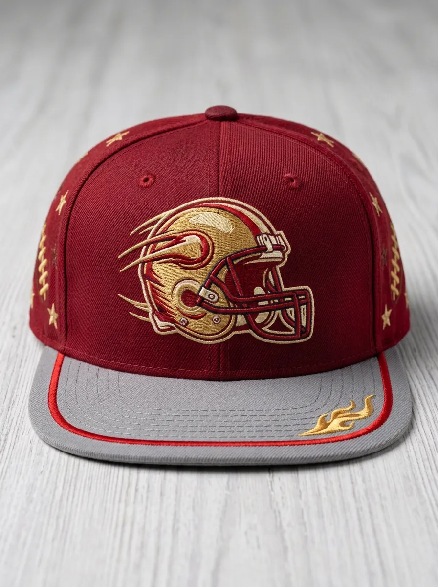 Flaming Helmet Football Baseball Cap