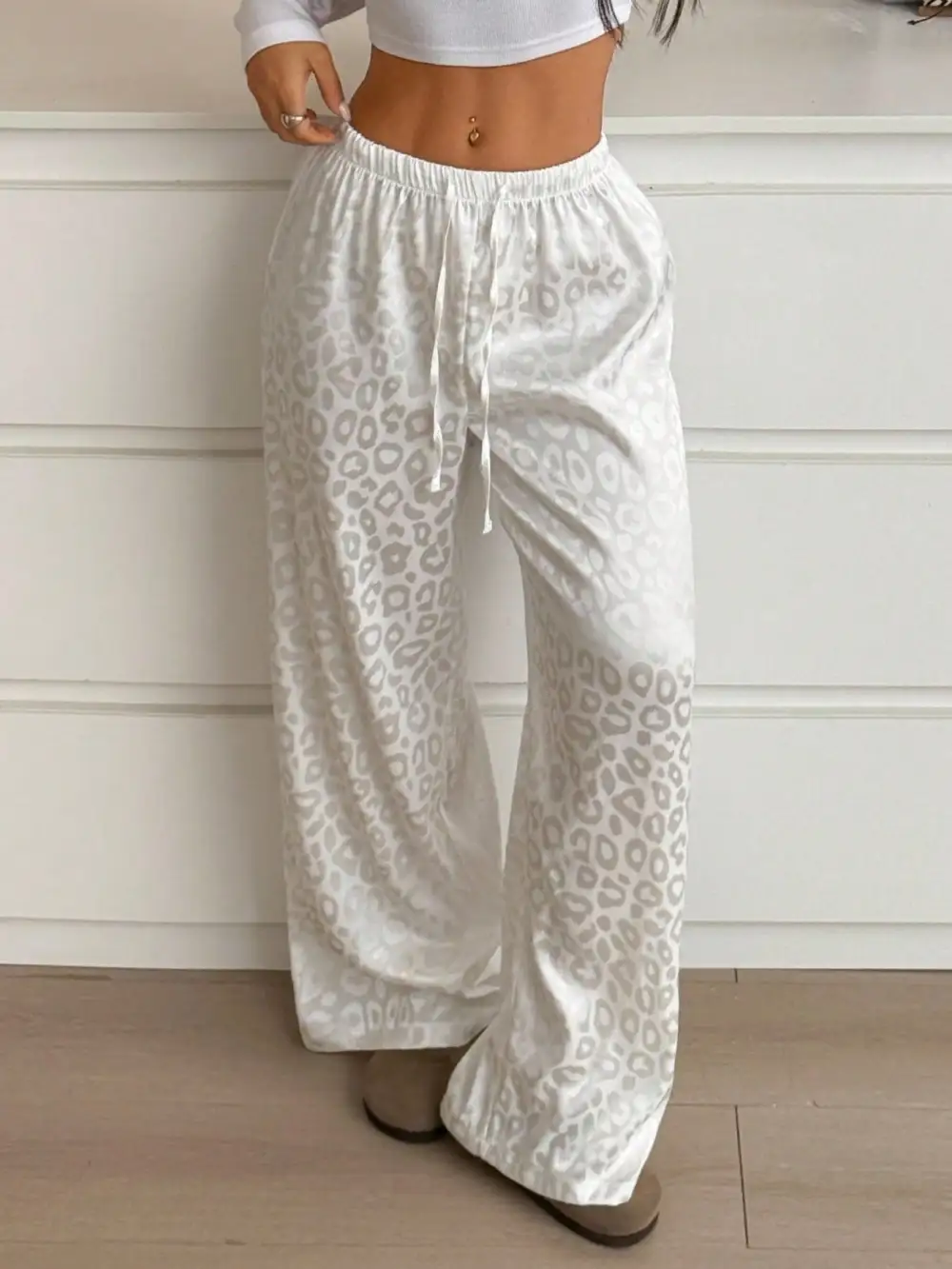 Classic Leopard Print Wide Leg Pants