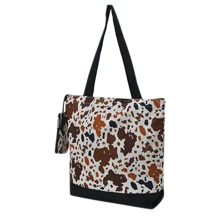 Modern Cow Print Canvas Tote Bag