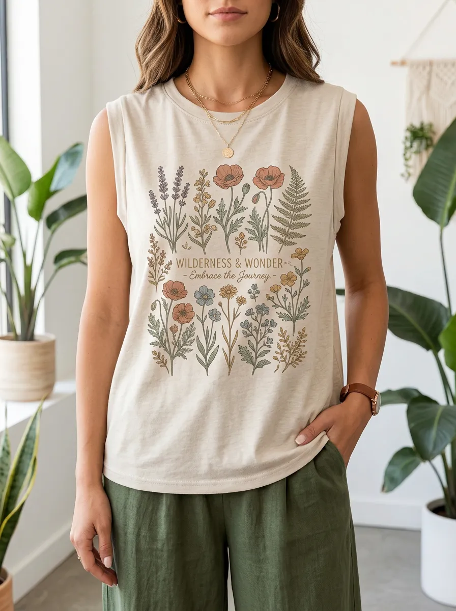 Wilderness Wildflower Botanical Muscle Tank Top