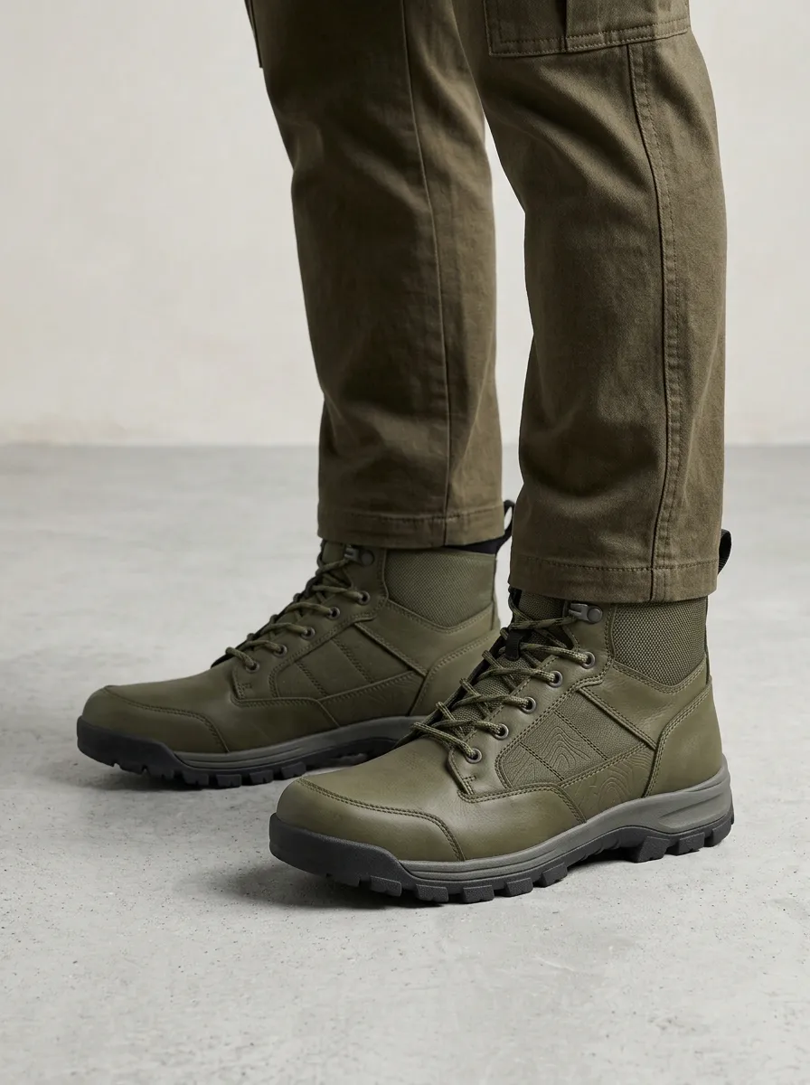 Unisex Relaxed Outdoor Hiking Topographic Pattern Print Work Boots