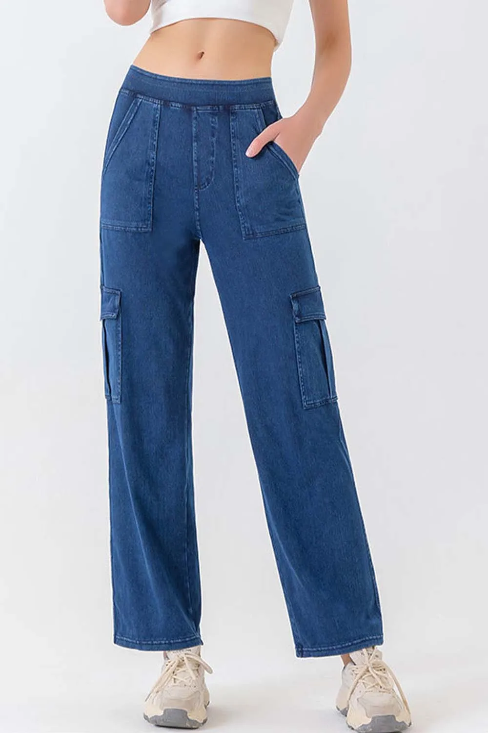 Button Fly Pocket Long Denim Jeans