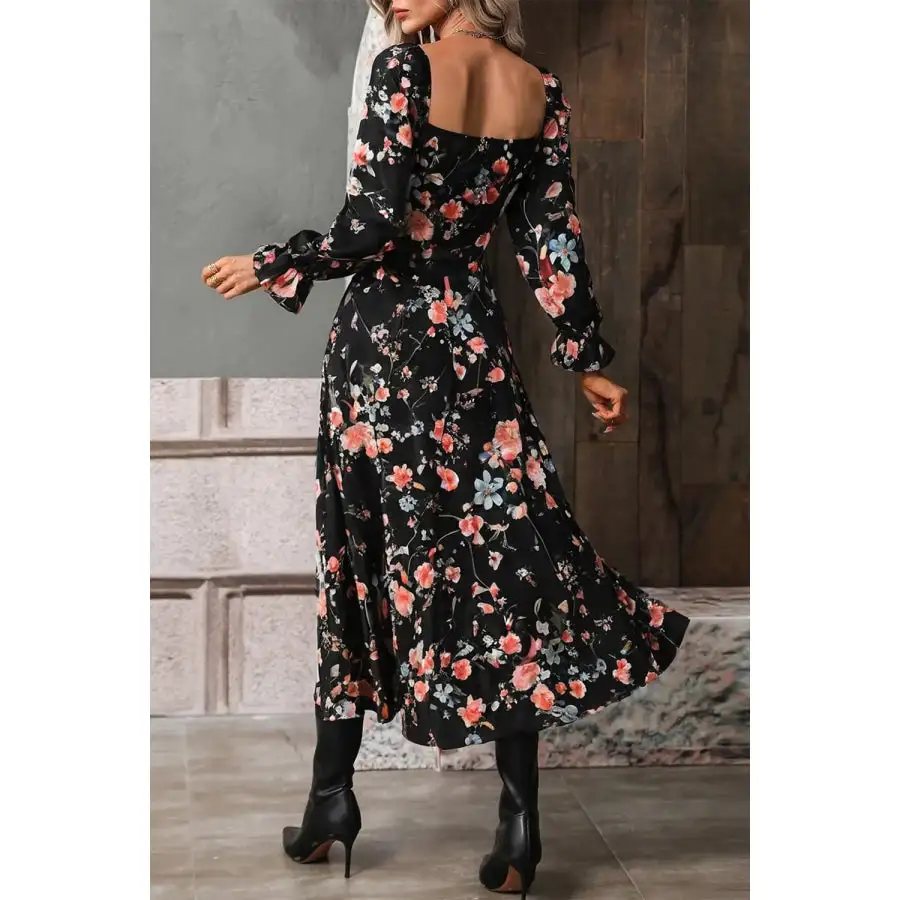Flounce Sleeve Midi Dress