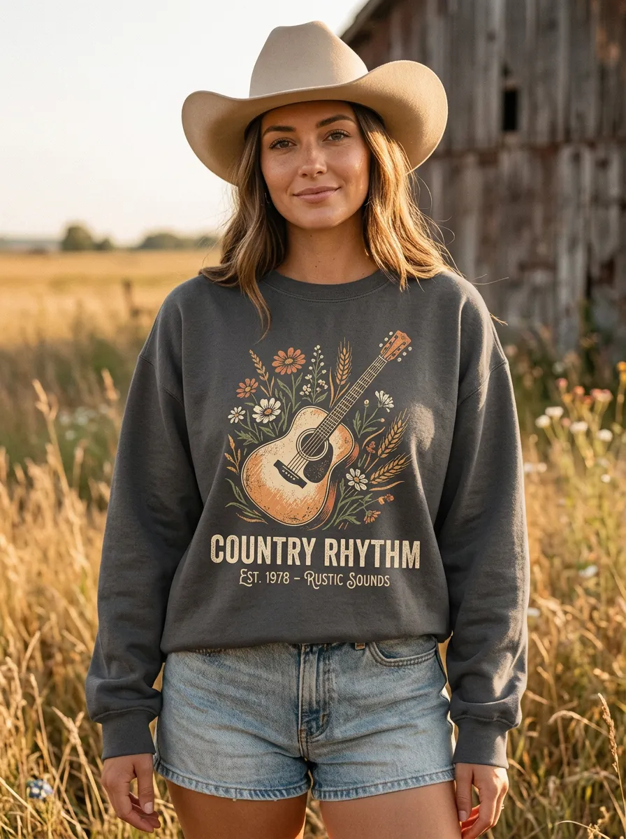Floral Women's Country Music Crewneck Sweatshirt