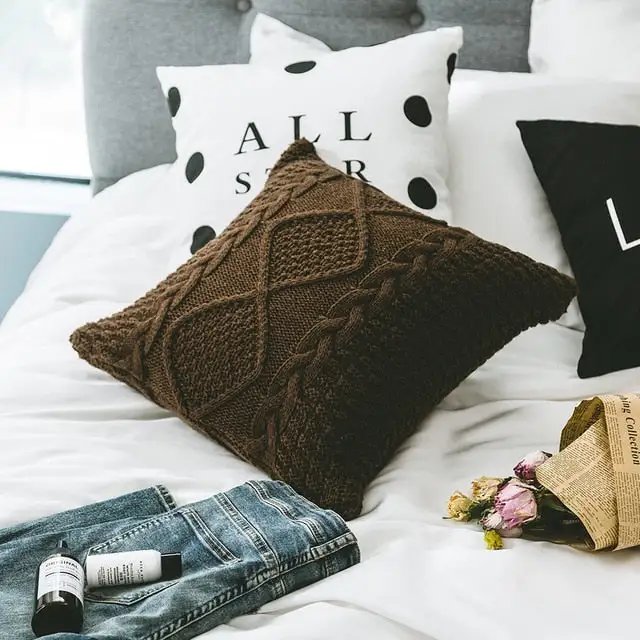 Knitted Square Cotton Decorative Throw Blanket
