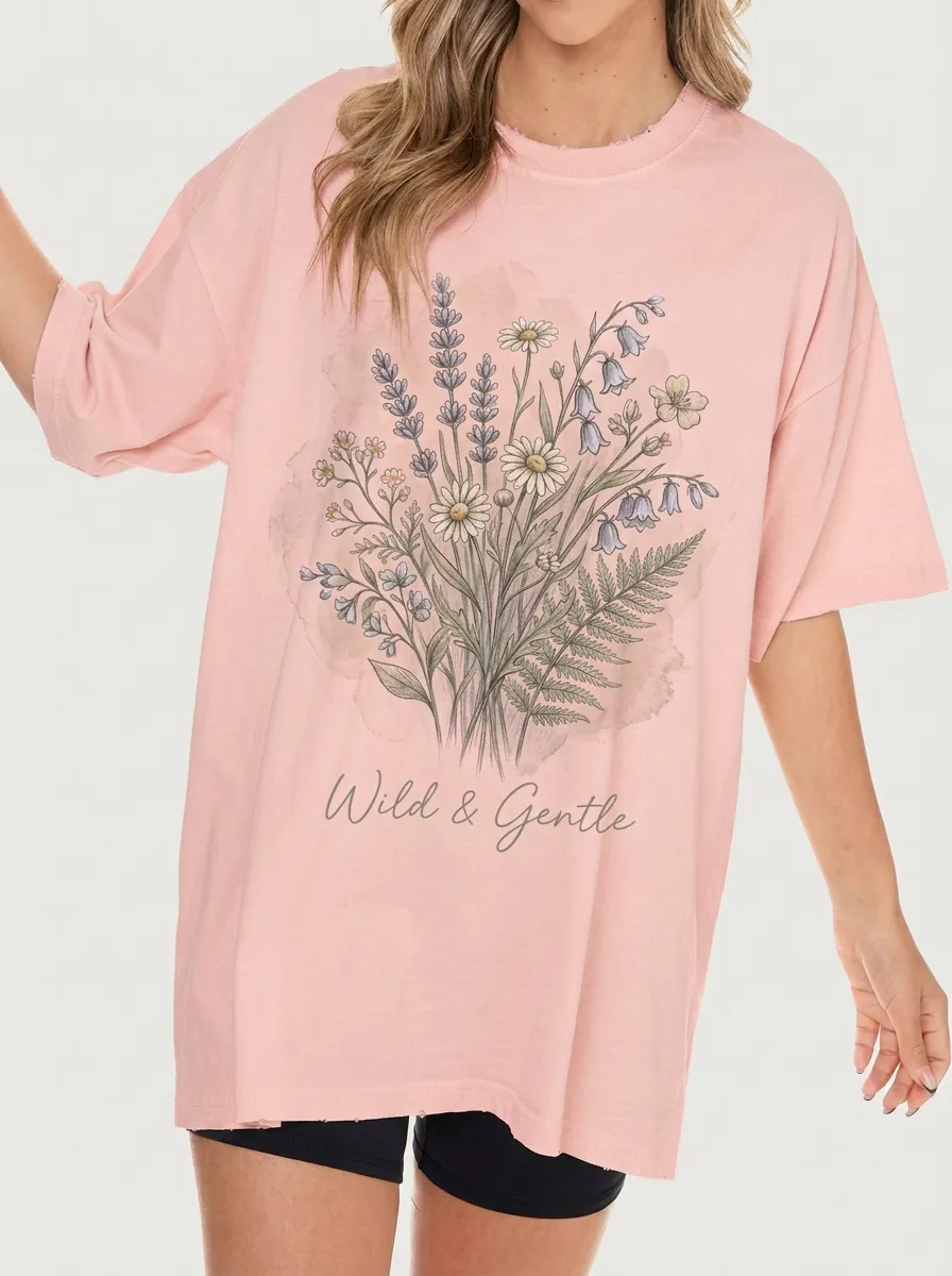 Women's Wildflower Bouquet Wild & Gentle Printed T-shirt