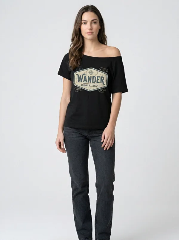 Women's Travel Lover Wander Paris Coordinates Printed T-shirt