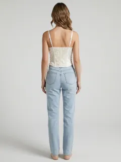 Floral Lace-Up Satin-Look Women's Corset Top