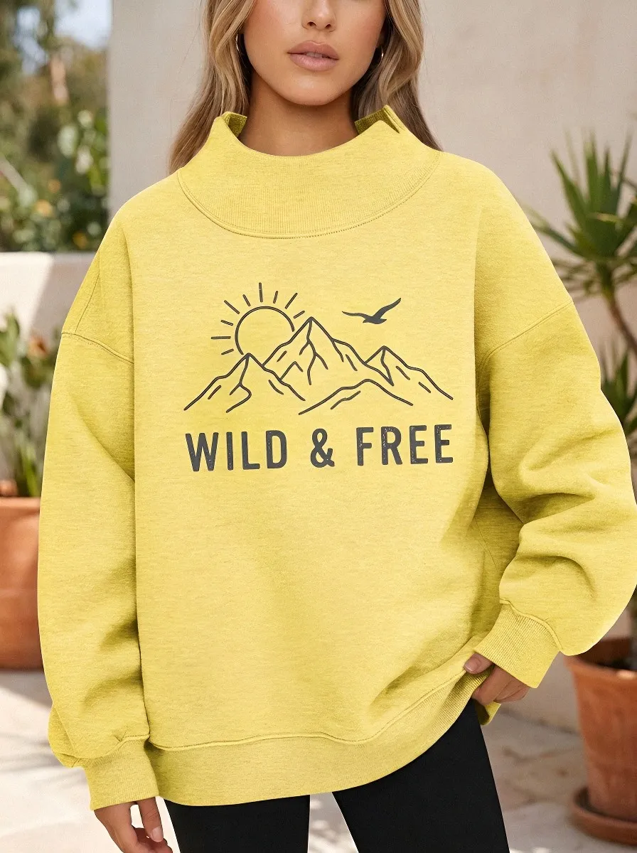Women's Wild & Free Mountain Sun Bird Printed Sweatshirt