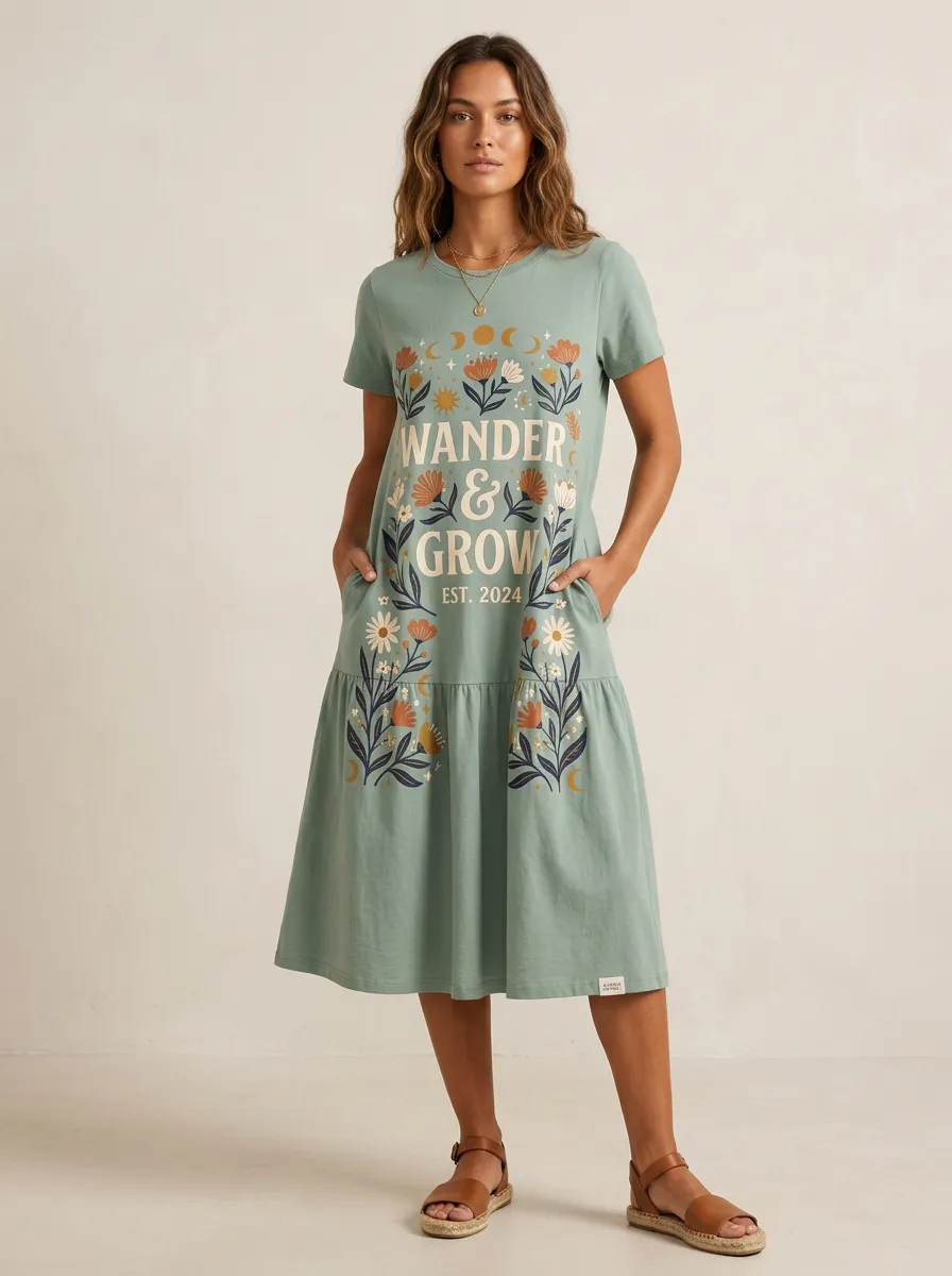Boho Wander And Grow Floral Moon Dress