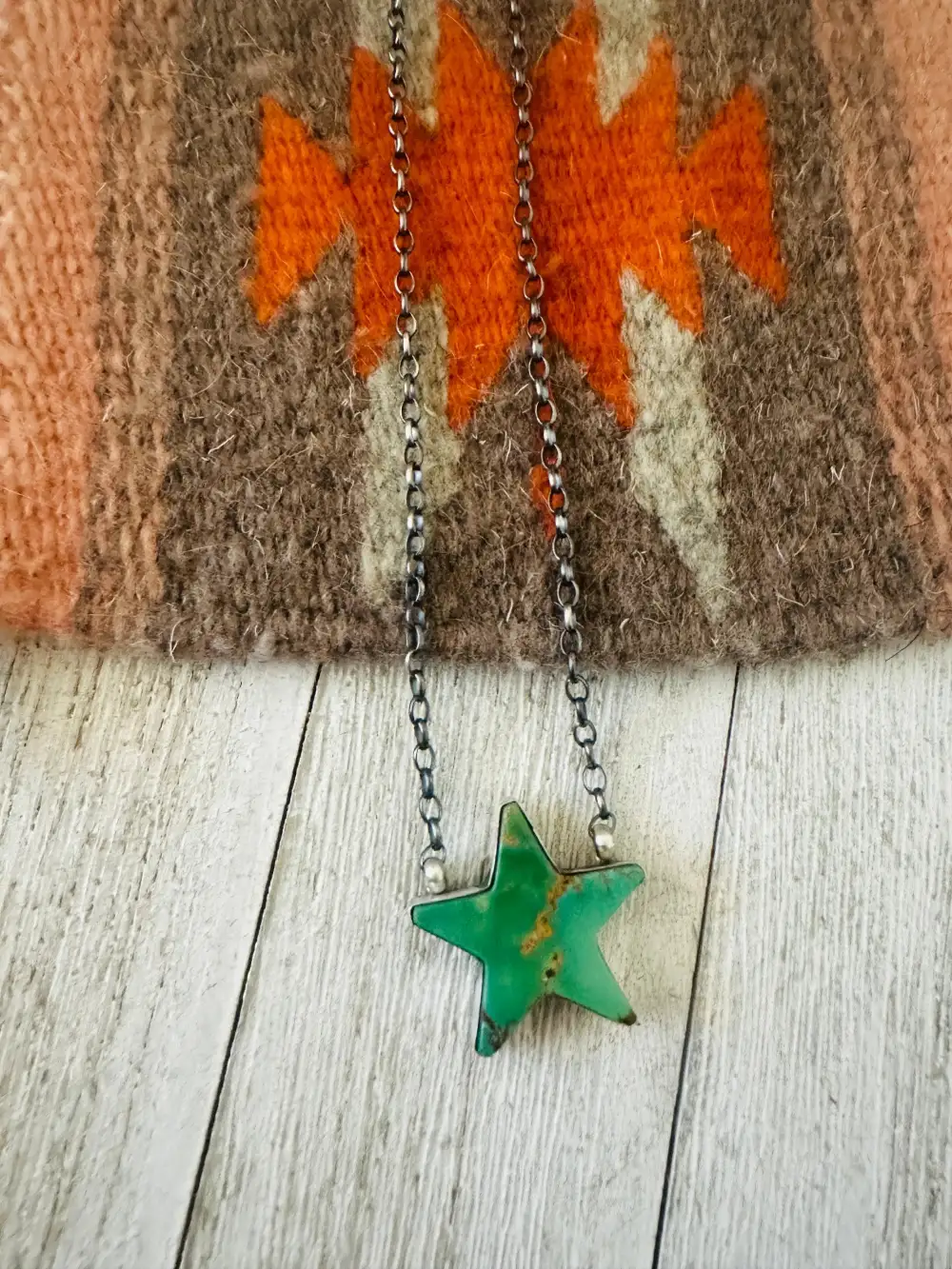 Star Pendant Turquoise Sterling Silver Artisan Necklace