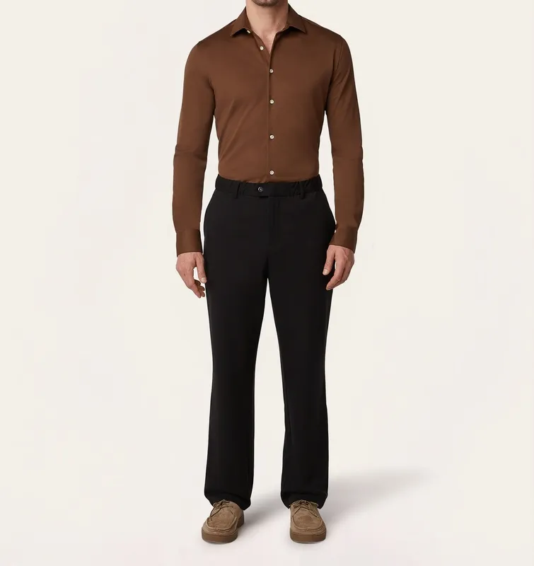 Knit Non-Iron Shirt Brown