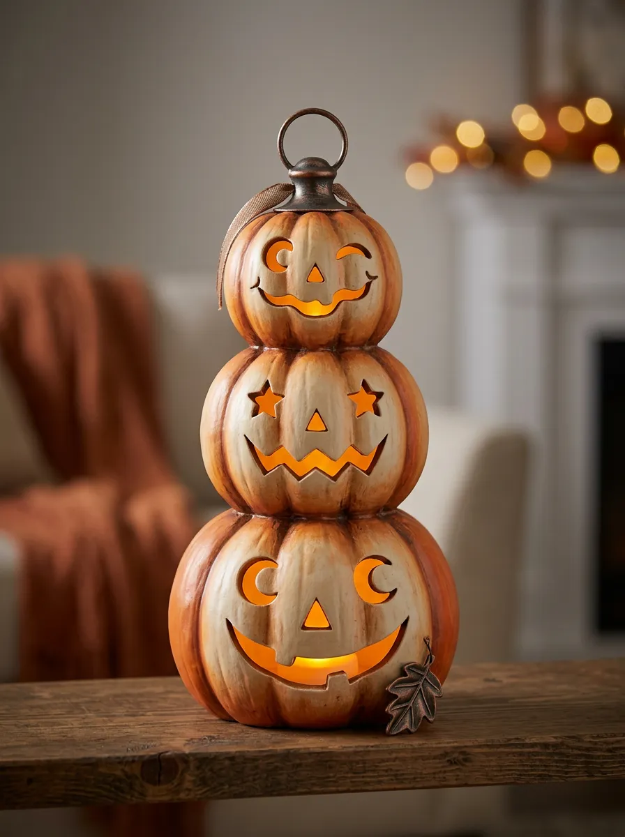 Stacked-Pumpkin LED Halloween Pumpkin Light
