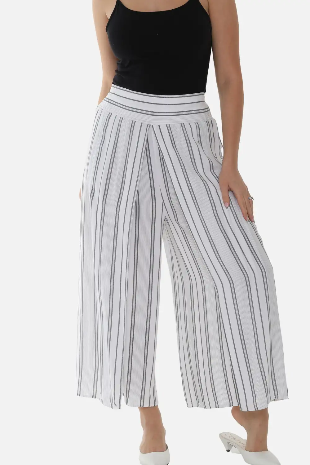 S Striped Split Wide Leg Pants
