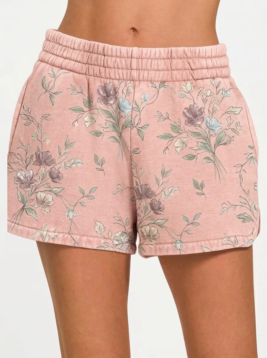 Women's Vintage Floral Botanical Printed Shorts