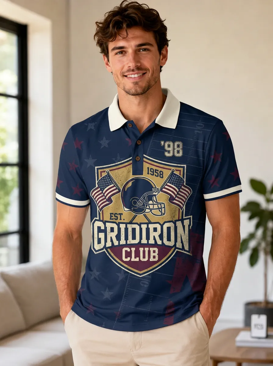 Men's Gridiron Flag Polo Shirt