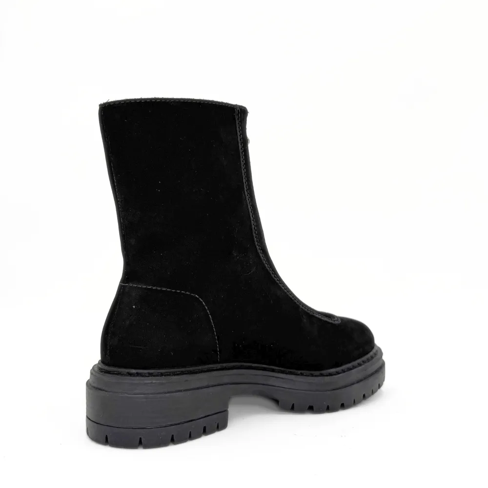 Nubuck Front Zip Platform Ankle Boots