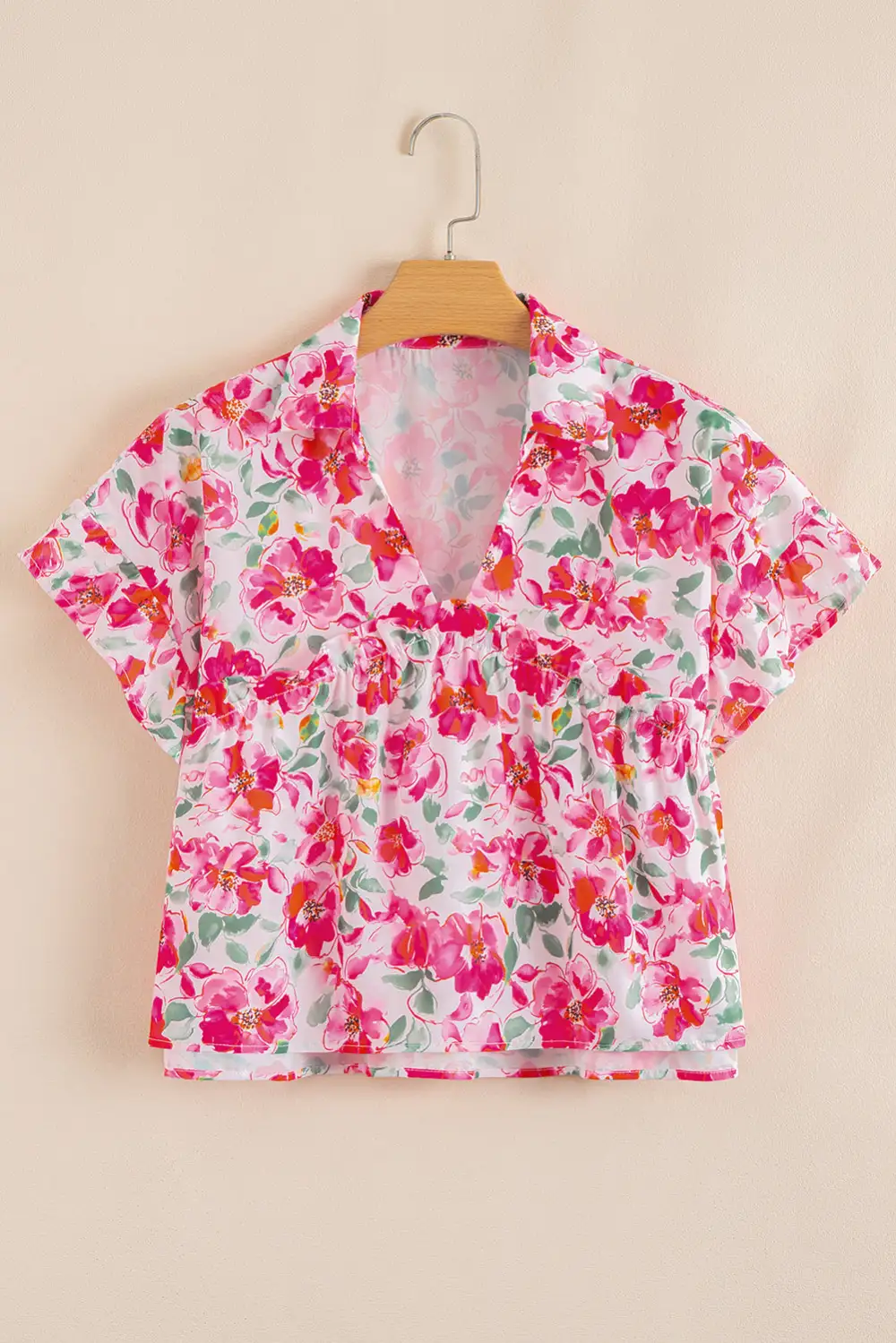 Floral Ruffled V-Neck Blouse