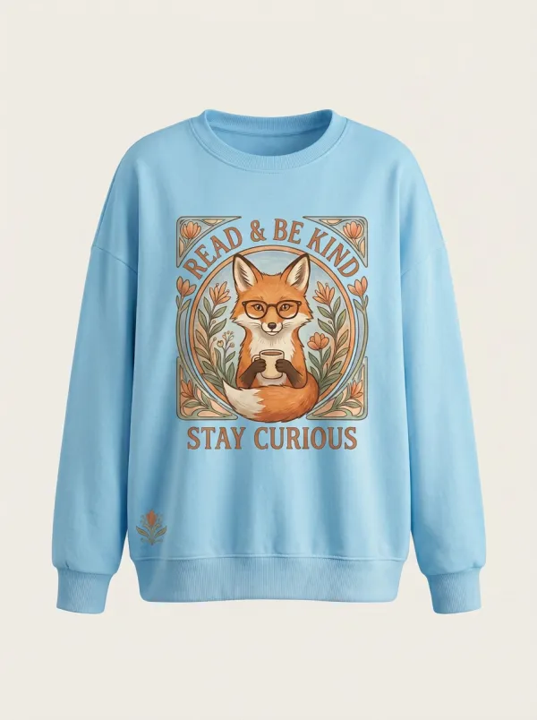 Book Lover Fox Coffee Sweatshirt