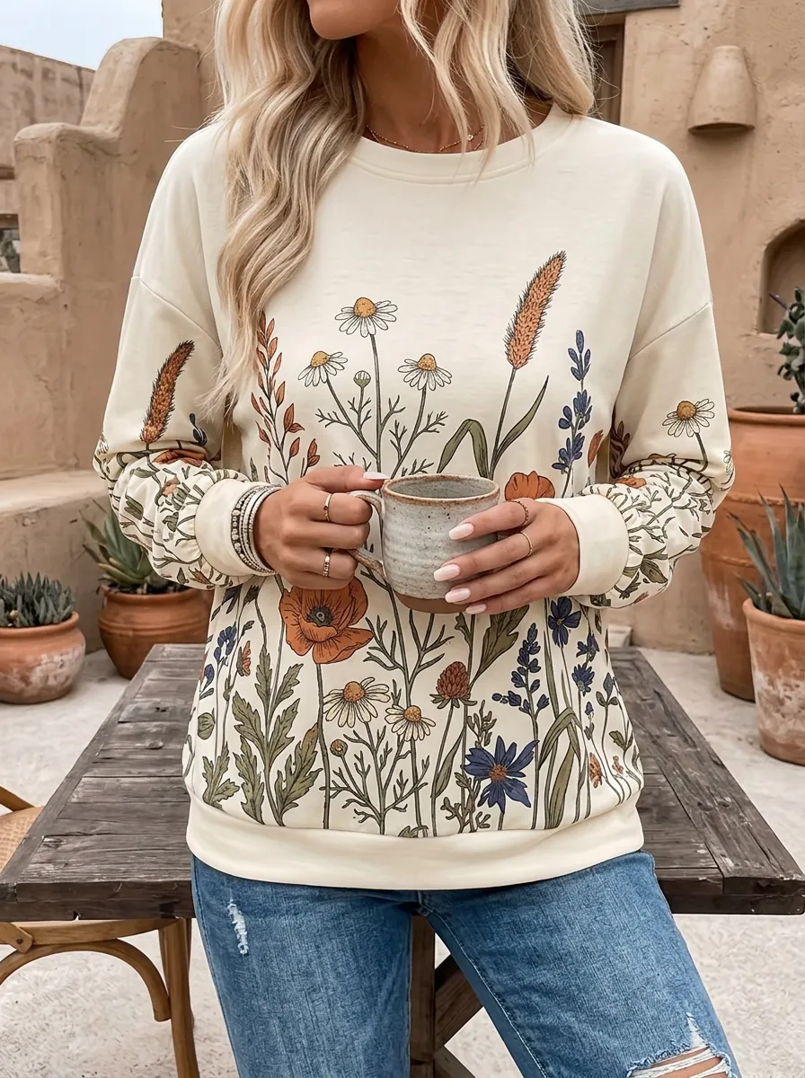 Boho Wildflower Botanical Sweatshirt