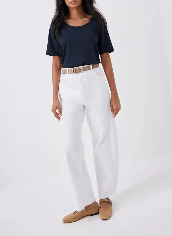 Casual Style Cotton Scoop Neck T-Shirt